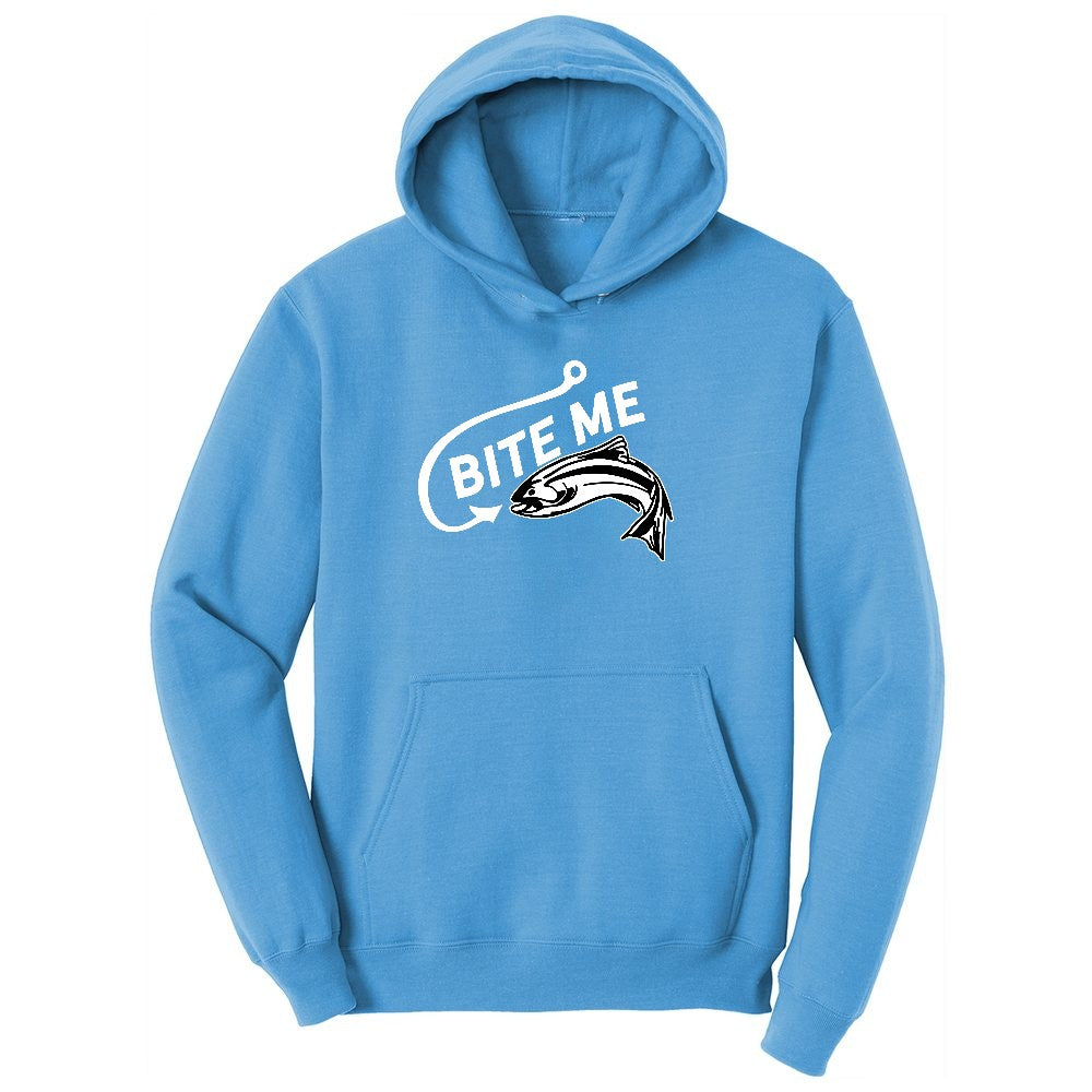 Bite Me Fish Design Youth Hoodie - Aquatic Blue