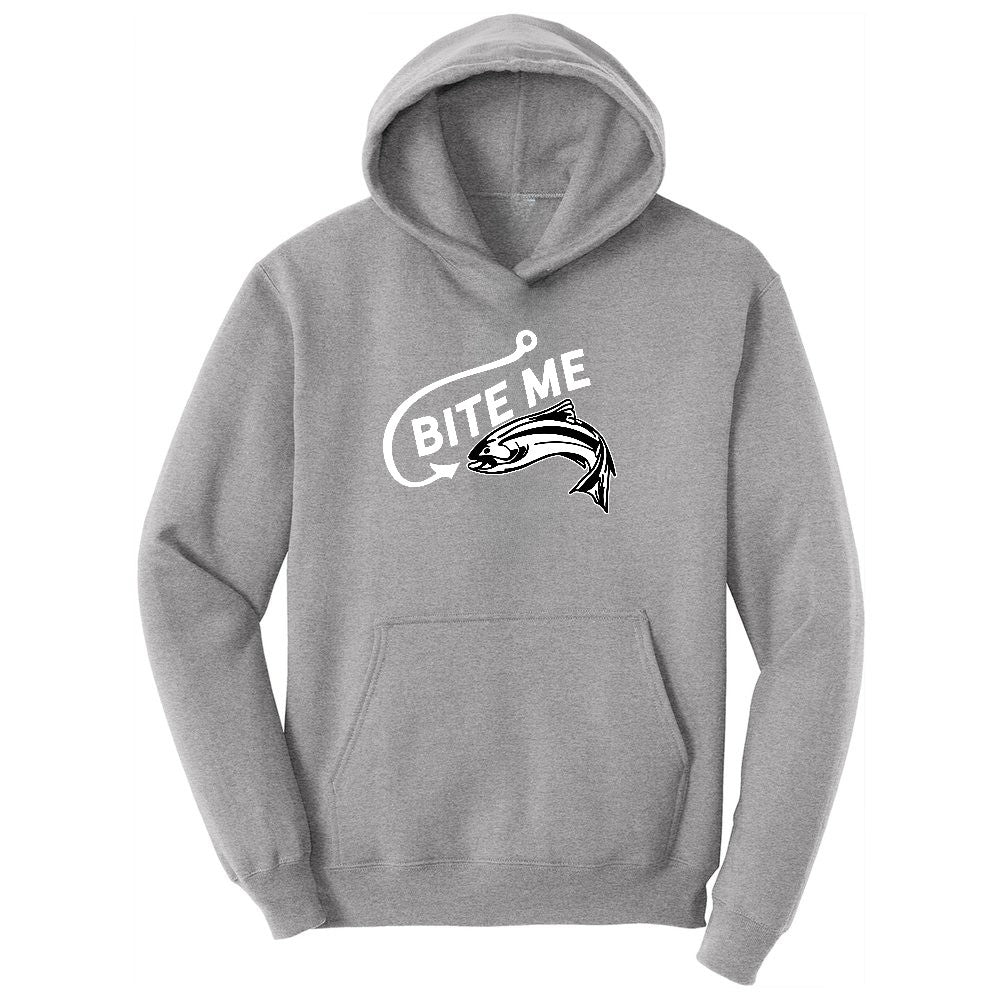 Bite Me Fish Design Youth Hoodie - Athletic Heather