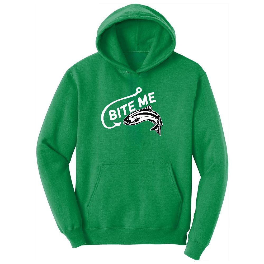 Bite Me Fish Design Youth Hoodie - Kelly Green