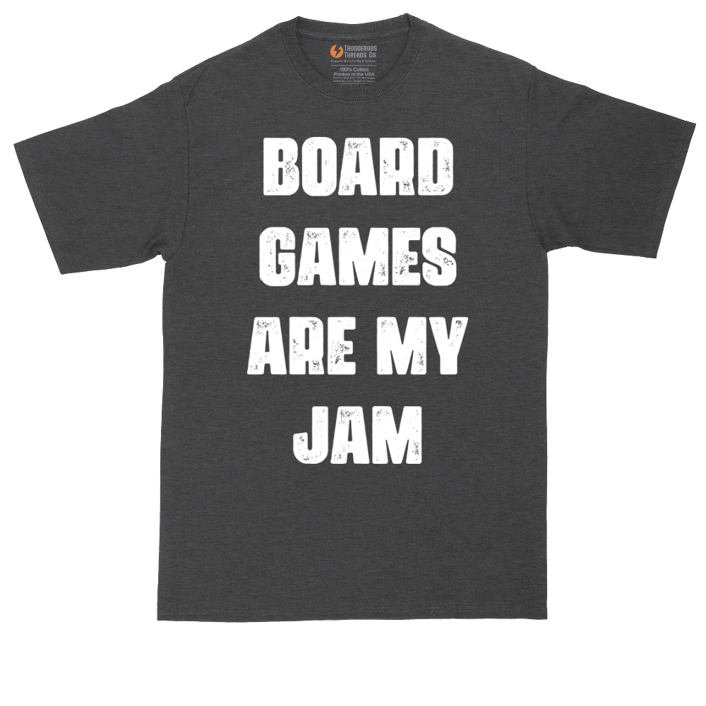 Board Games are My Jam tall t-shirt for men in Dark Heather Grey