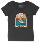 Boat Waves Sun Rays Lake Days Ladies Curvy Tee - Black
