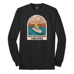 Boat Waves Sun Rays Lake Days Long Sleeve Tee - Jet Black