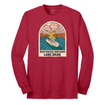 Boat Waves Sun Rays Lake Days Long Sleeve Tee - Red