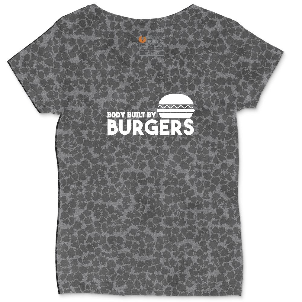 Body Built by Burgers Ladies Curvy Tee - Black Leopard