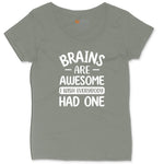 Brains are Awesome Ladies Curvy Tee - Bamboo Blackout