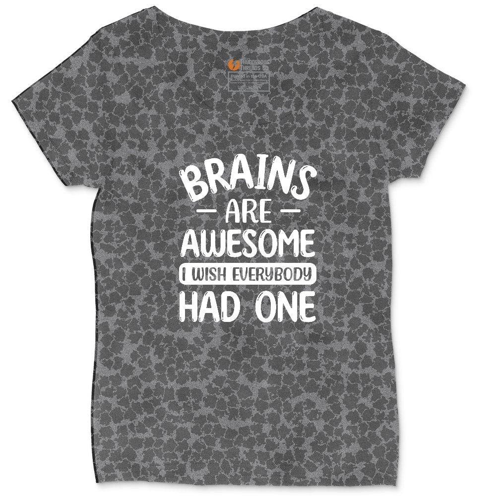 Brains are Awesome Ladies Curvy Tee - Black Leopard