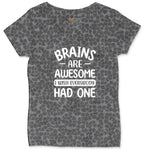 Brains are Awesome Ladies Curvy Tee - Black Leopard