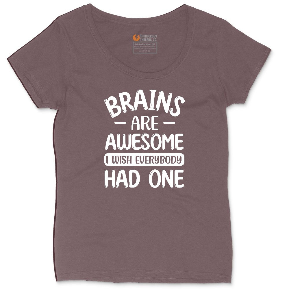 Brains are Awesome Ladies Curvy Tee - Sangria Blackout