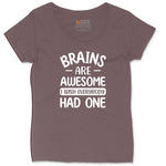Brains are Awesome Ladies Curvy Tee - Sangria Blackout
