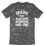 Brains are Awesome Ladies Short Sleeve Tee - Black Leopard