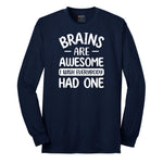 Brains are Awesome Long Sleeve Tee - Navy