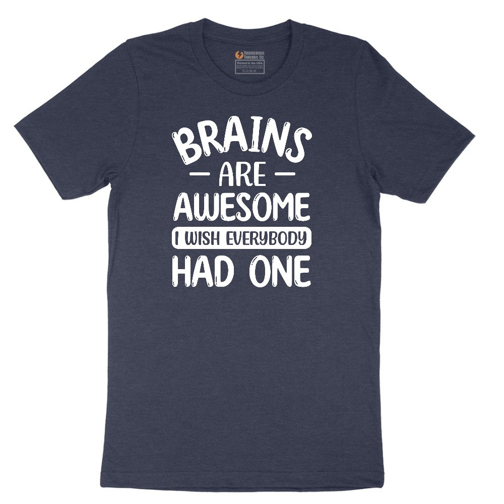 Brains are Awesome Short Sleeve Tee - Heather Navy