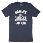Brains are Awesome Short Sleeve Tee - Heather Navy