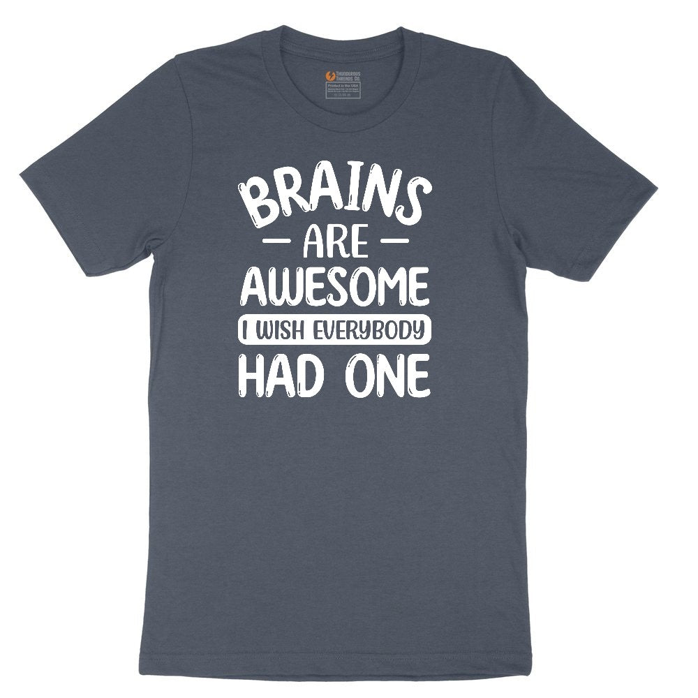 Brains are Awesome Toddler Short Sleeve Tee - Heather Navy