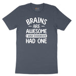 Brains are Awesome Toddler Short Sleeve Tee - Heather Navy