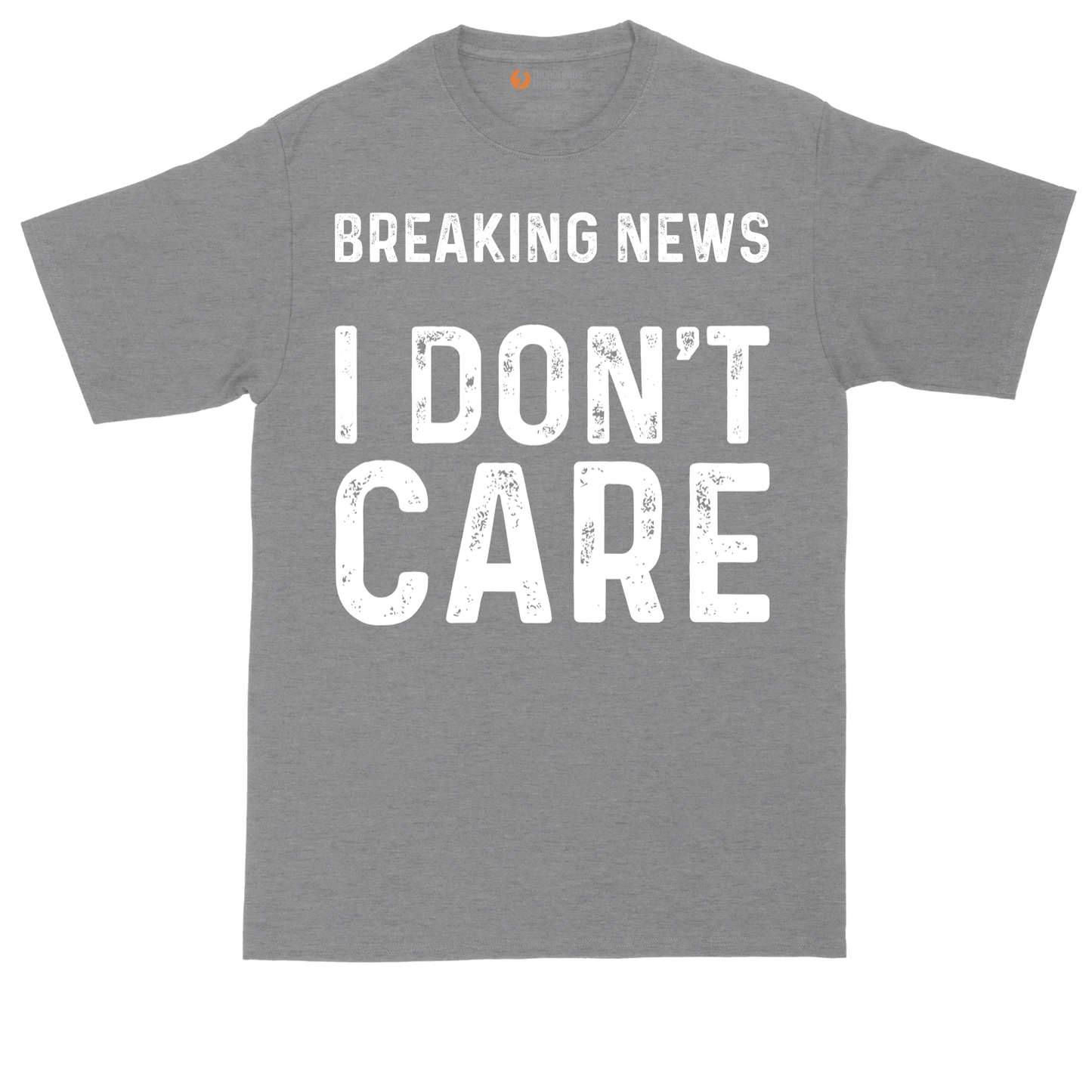 Breaking News I Don't Care tall t-shirt for men in Athletic Heather