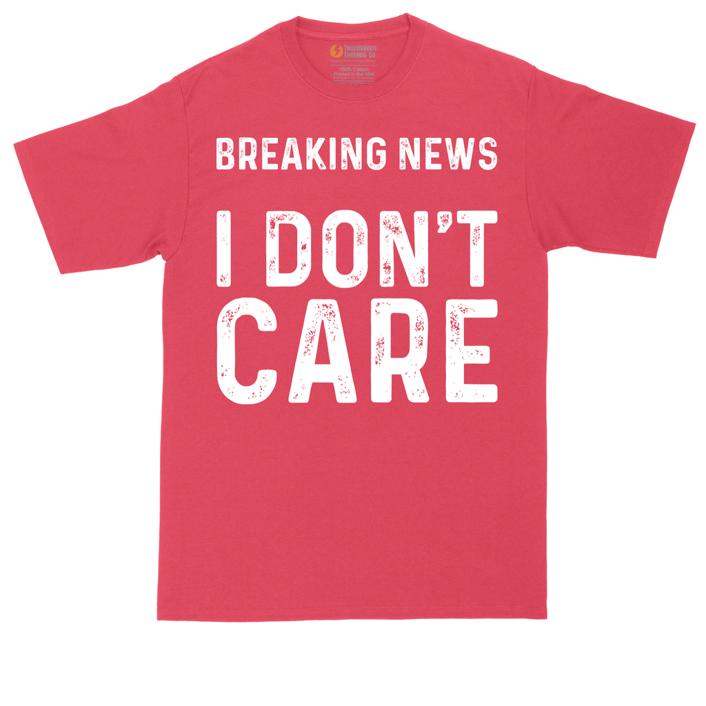 Breaking News I Don't Care tall t-shirt for men in Heather Red