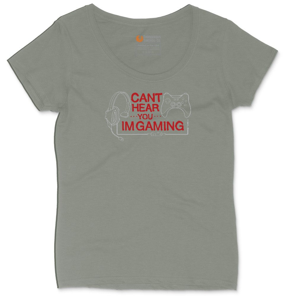 Can't Hear You I'm Gaming - Mens & Ladies T-Shirt Ladies Curvy Tee - Bamboo Blackout