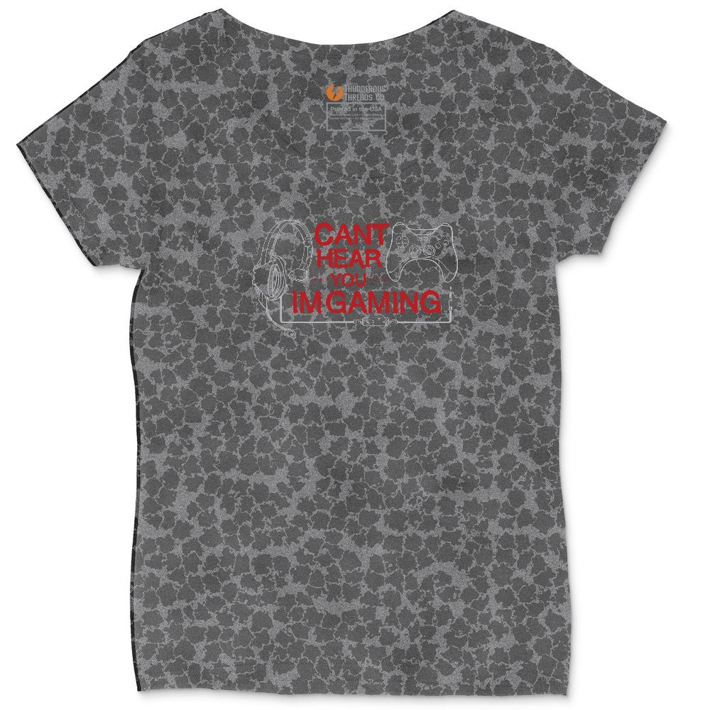 Can't Hear You I'm Gaming - Mens & Ladies T-Shirt Ladies Curvy Tee - Black Leopard