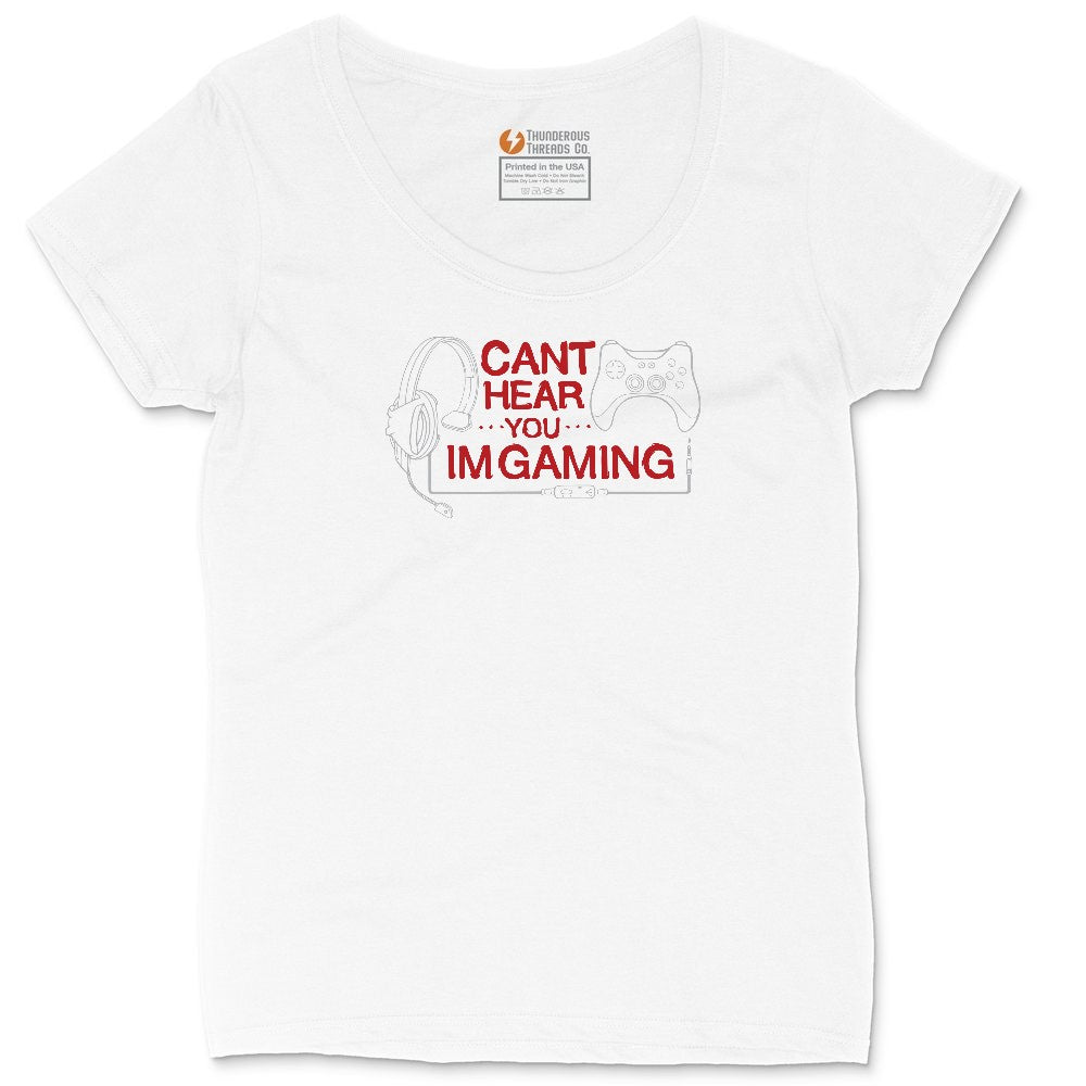 Can't Hear You I'm Gaming - Mens & Ladies T-Shirt Ladies Curvy Tee - White