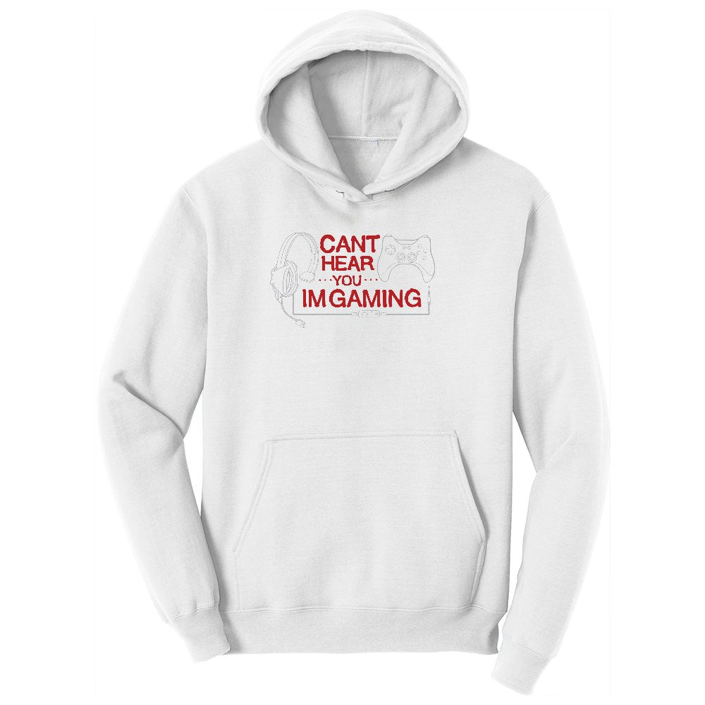 Can't Hear You I'm Gaming - Mens & Ladies T-Shirt Ladies Hoodie - White