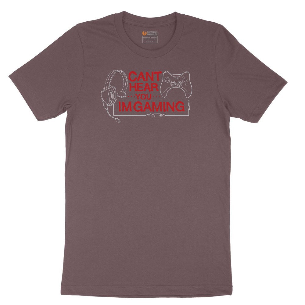 Can't Hear You I'm Gaming - Mens & Ladies T-Shirt Ladies Short Sleeve Tee - Sangria Blackout