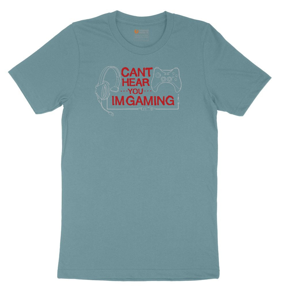 Can't Hear You I'm Gaming - Mens & Ladies T-Shirt Ladies Short Sleeve Tee - Surf Blackout