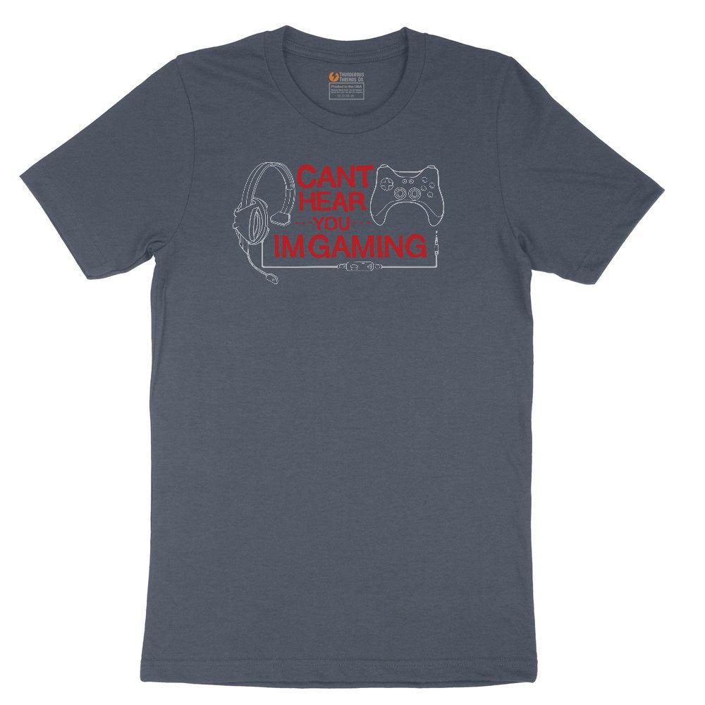 Can't Hear You I'm Gaming - Mens & Ladies T-Shirt Youth Short Sleeve Tee - Heather Navy