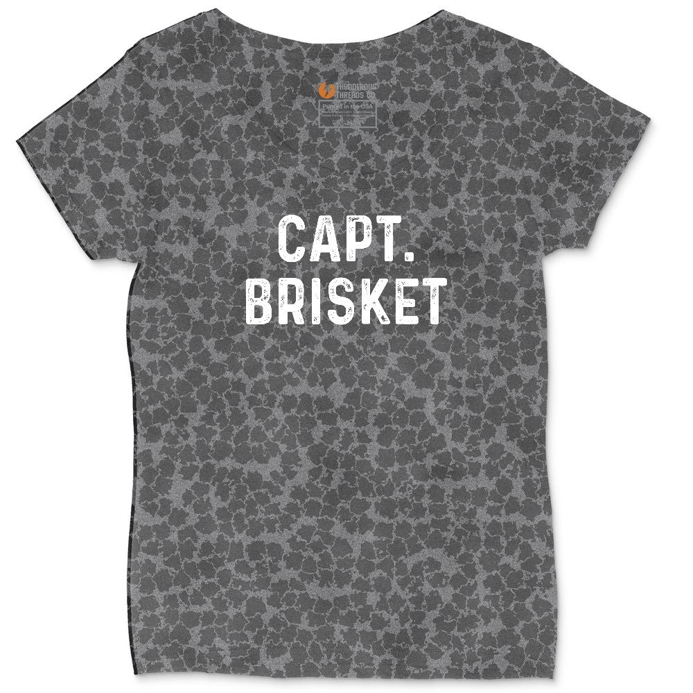 Capt Brisket Ladies Curvy Tee - Black Leopard