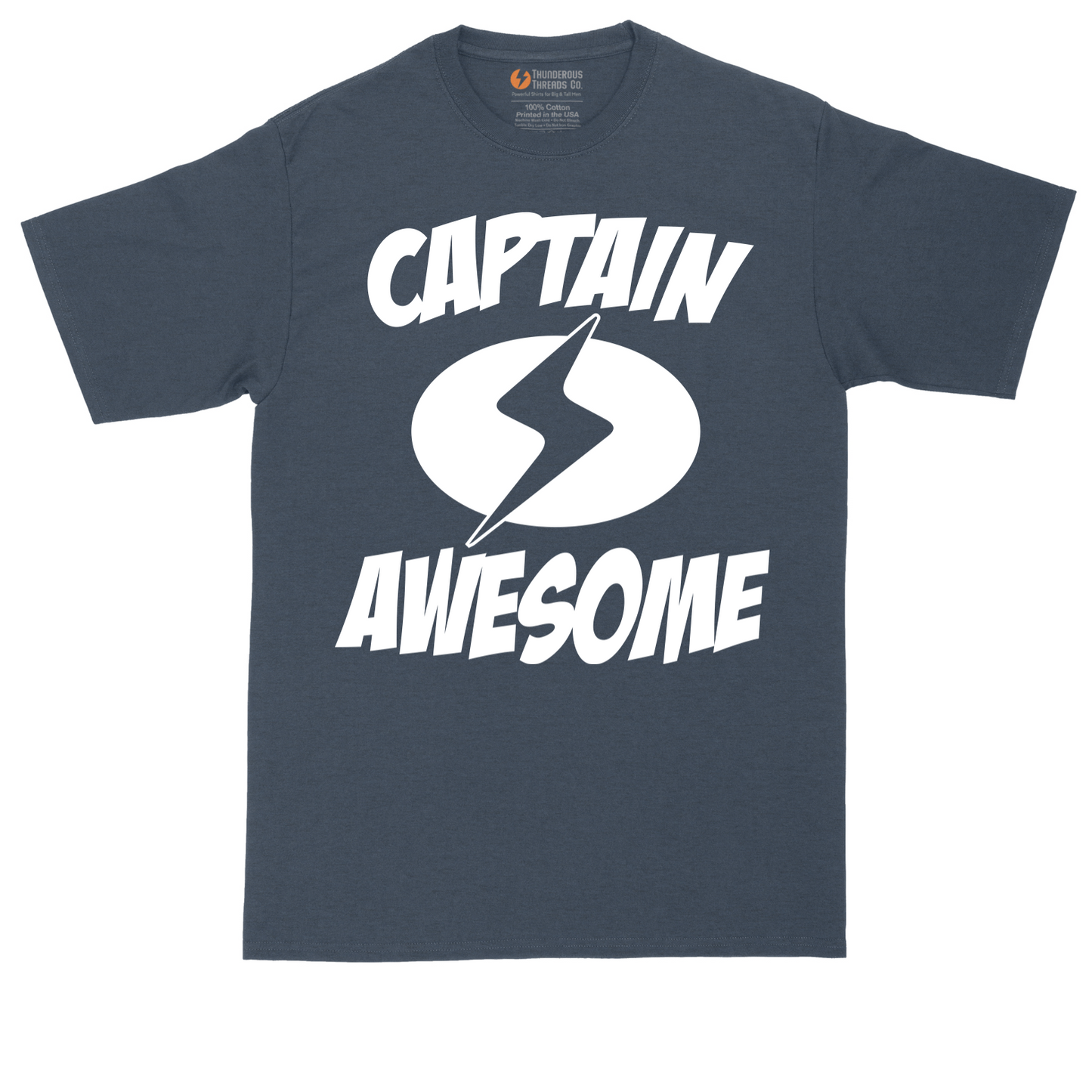 Captain Awesome tall t-shirt for men in Heather Navy
