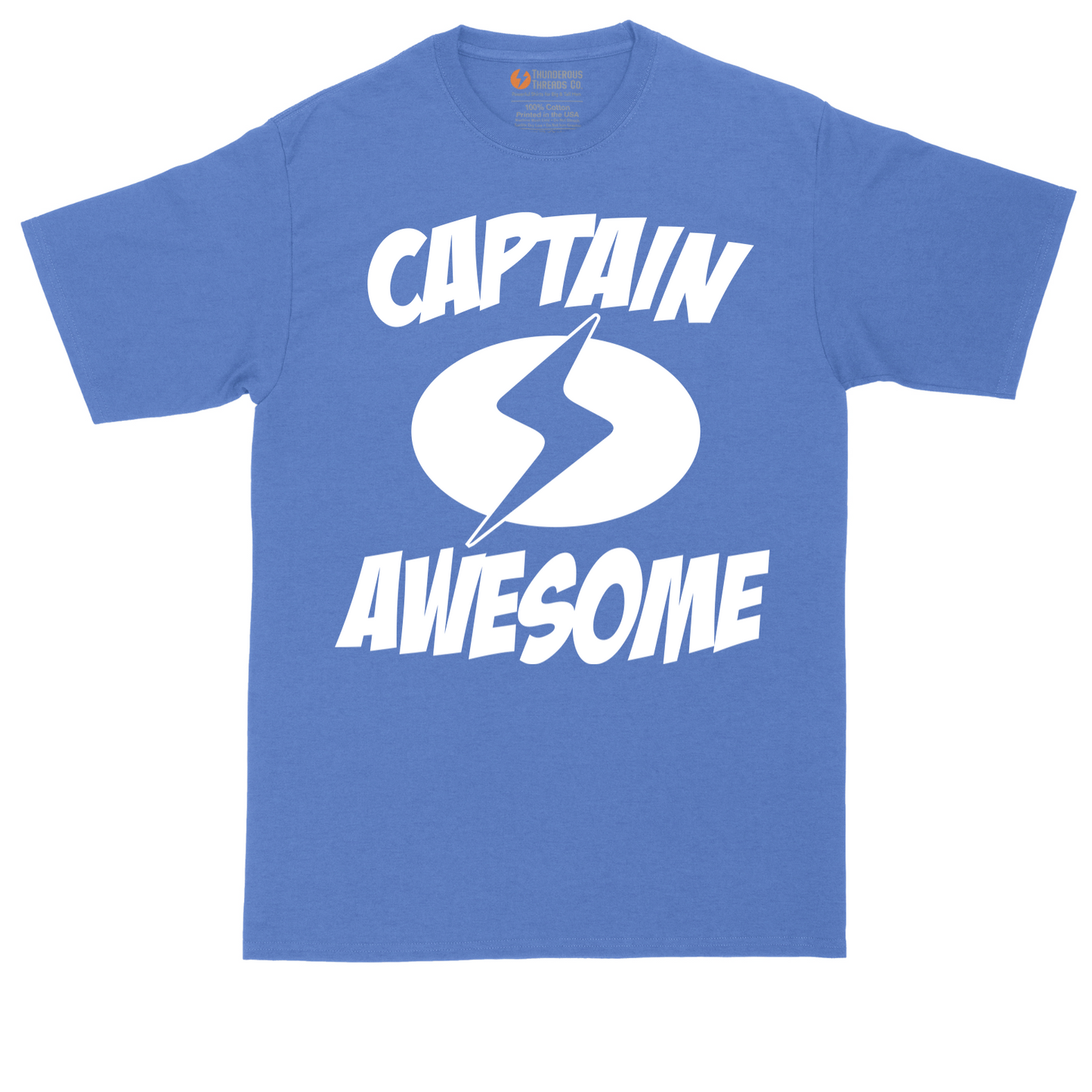 Captain Awesome tall t-shirt for men in Heather Royal