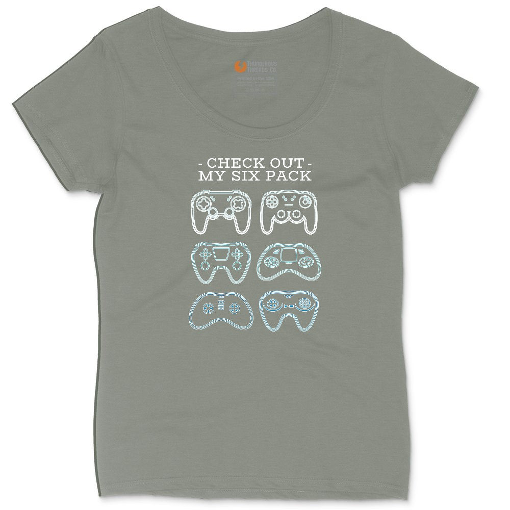 Check Out My Six Pack Video Game Version - Mens & Ladies T-Shirt Ladies Curvy Tee - Bamboo Blackout