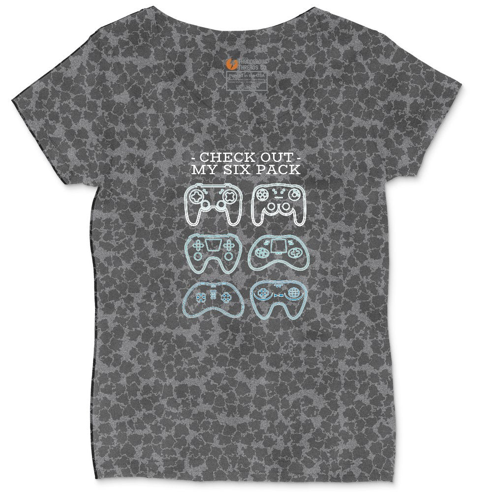 Check Out My Six Pack Video Game Version - Mens & Ladies T-Shirt Ladies Curvy Tee - Black Leopard