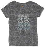 Check Out My Six Pack Video Game Version - Mens & Ladies T-Shirt Ladies Curvy Tee - Black Leopard