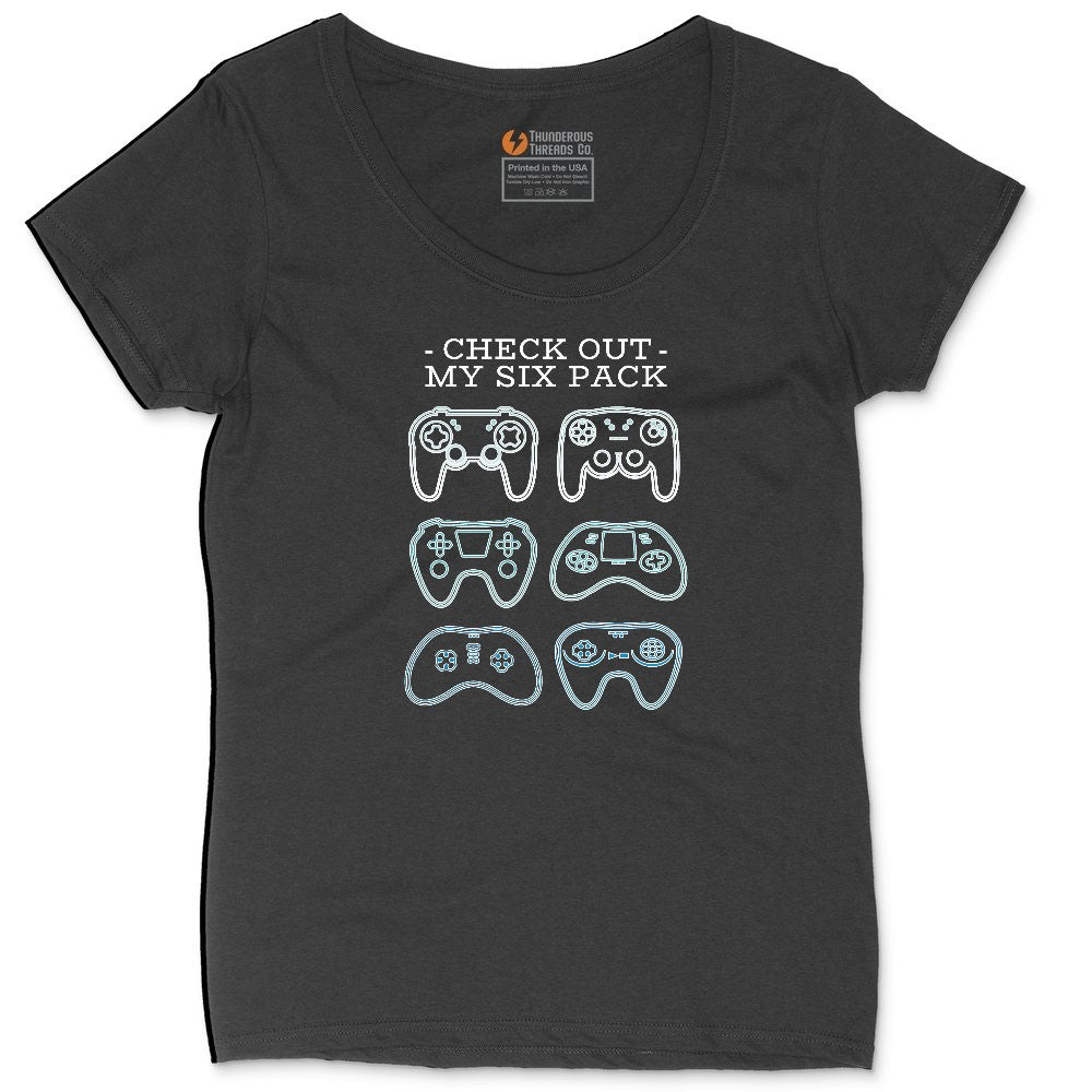 Check Out My Six Pack Video Game Version - Mens & Ladies T-Shirt Ladies Curvy Tee - Black