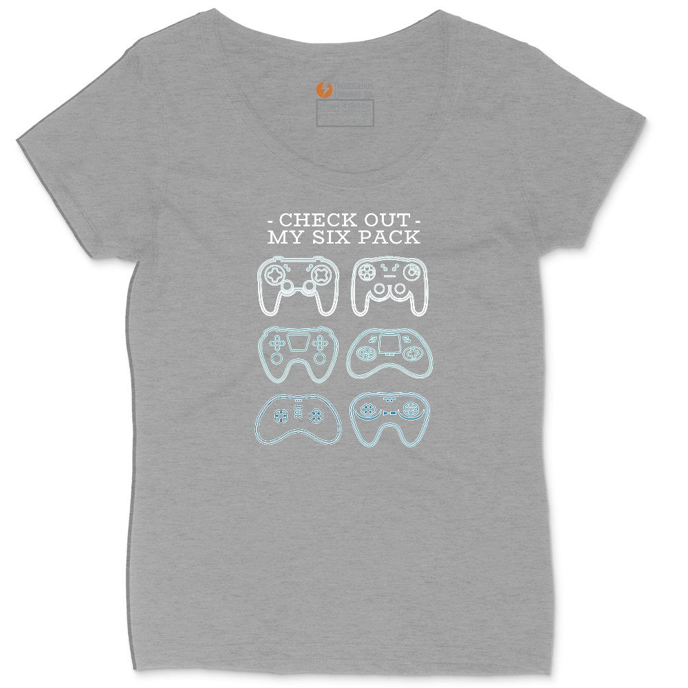 Check Out My Six Pack Video Game Version - Mens & Ladies T-Shirt Ladies Curvy Tee - Granite Heather