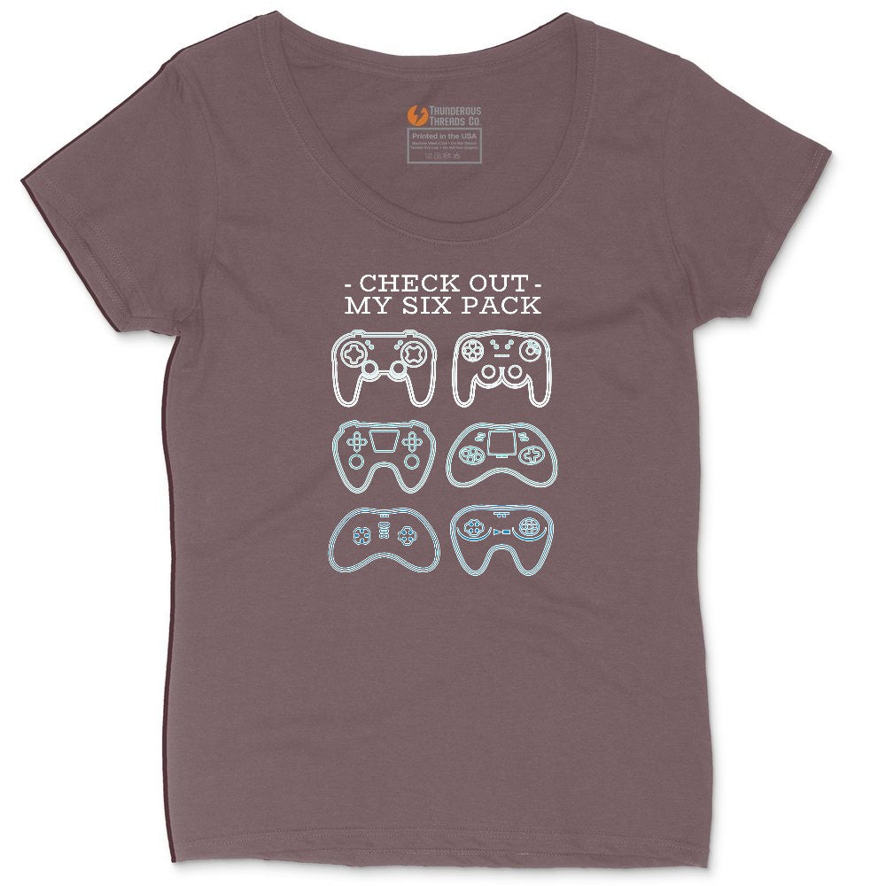 Check Out My Six Pack Video Game Version - Mens & Ladies T-Shirt Ladies Curvy Tee - Sangria Blackout