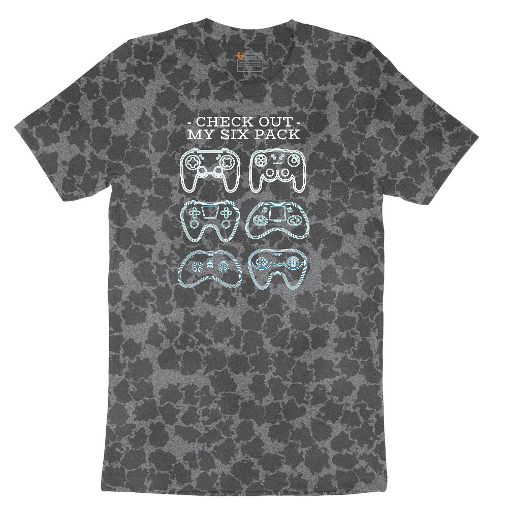 Check Out My Six Pack Video Game Version - Mens & Ladies T-Shirt Ladies Short Sleeve Tee - Black Leopard