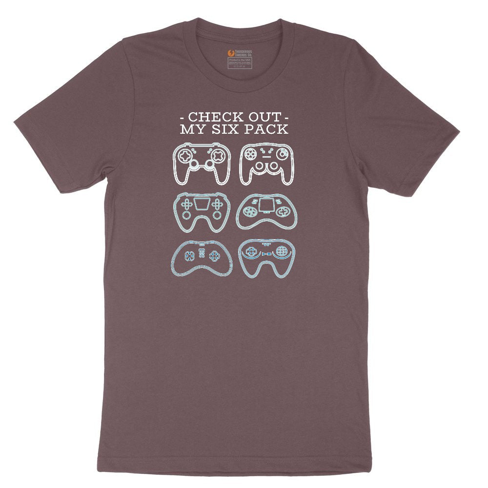 Check Out My Six Pack Video Game Version - Mens & Ladies T-Shirt Ladies Short Sleeve Tee - Sangria Blackout