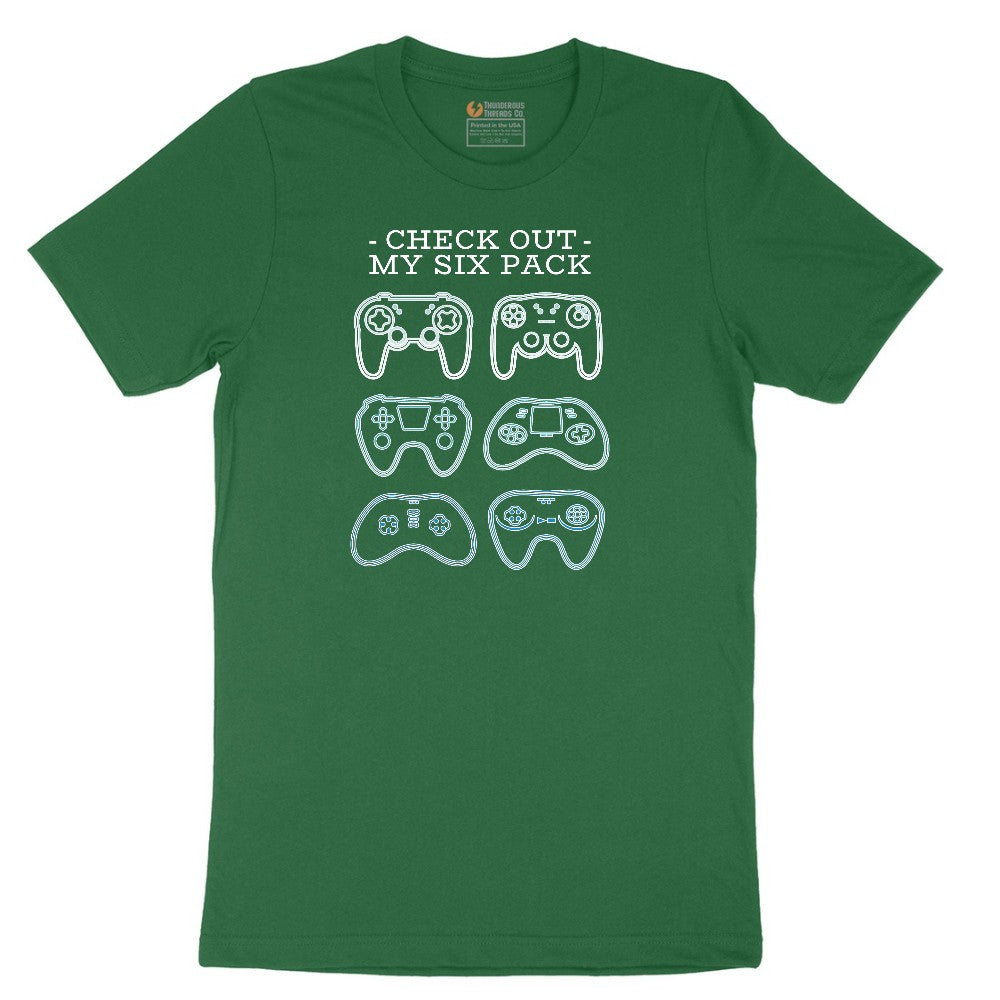 Check Out My Six Pack Video Game Version - Mens & Ladies T-Shirt Short Sleeve Tee - Athletic Kelly