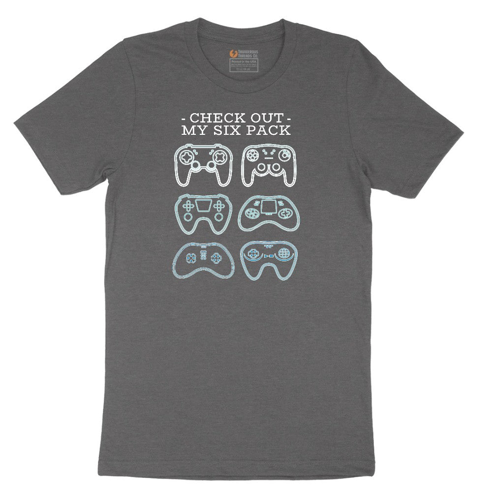 Check Out My Six Pack Video Game Version - Mens & Ladies T-Shirt Short Sleeve Tee - Dark Heather Grey