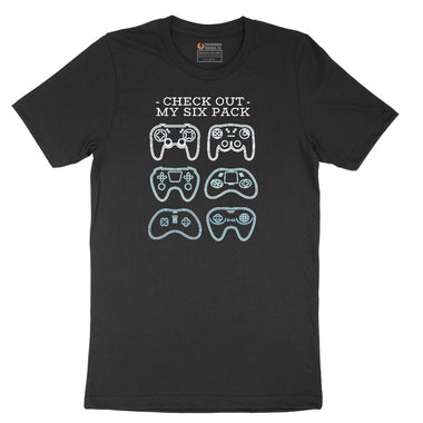 Check Out My Six Pack Video Game Version - Mens & Ladies T-Shirt Short Sleeve Tee - Jet Black