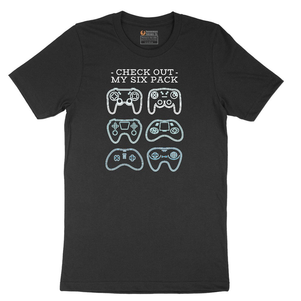 Check Out My Six Pack Video Game Version - Mens & Ladies T-Shirt Short Sleeve Tee - Jet Black