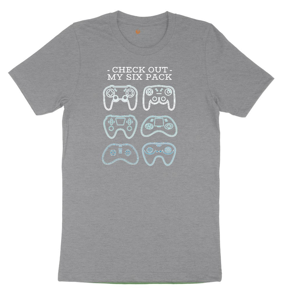Check Out My Six Pack Video Game Version - Mens & Ladies T-Shirt Youth Short Sleeve Tee - Athletic Heather