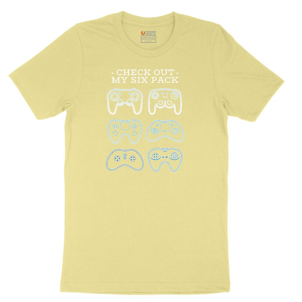 Check Out My Six Pack Video Game Version - Mens & Ladies T-Shirt Youth Short Sleeve Tee - Yellow