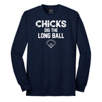 Chicks Dig the Long Ball Long Sleeve Tee - Navy