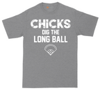 Chicks Dig the Long Ball tall t-shirt for men in Athletic Heather