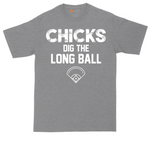 Chicks Dig the Long Ball tall t-shirt for men in Athletic Heather