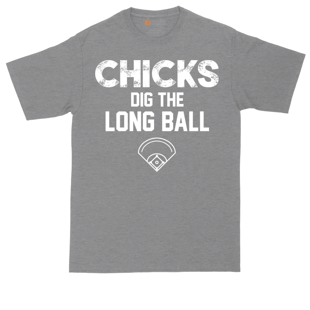 Chicks Dig the Long Ball tall t-shirt for men in Athletic Heather