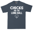 Chicks Dig the Long Ball tall t-shirt for men in Heather Navy